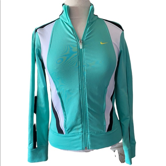Nike crop jacket, L/S, zip front, fitted, detail green, black, white XS Vintage - Picture 1 of 8